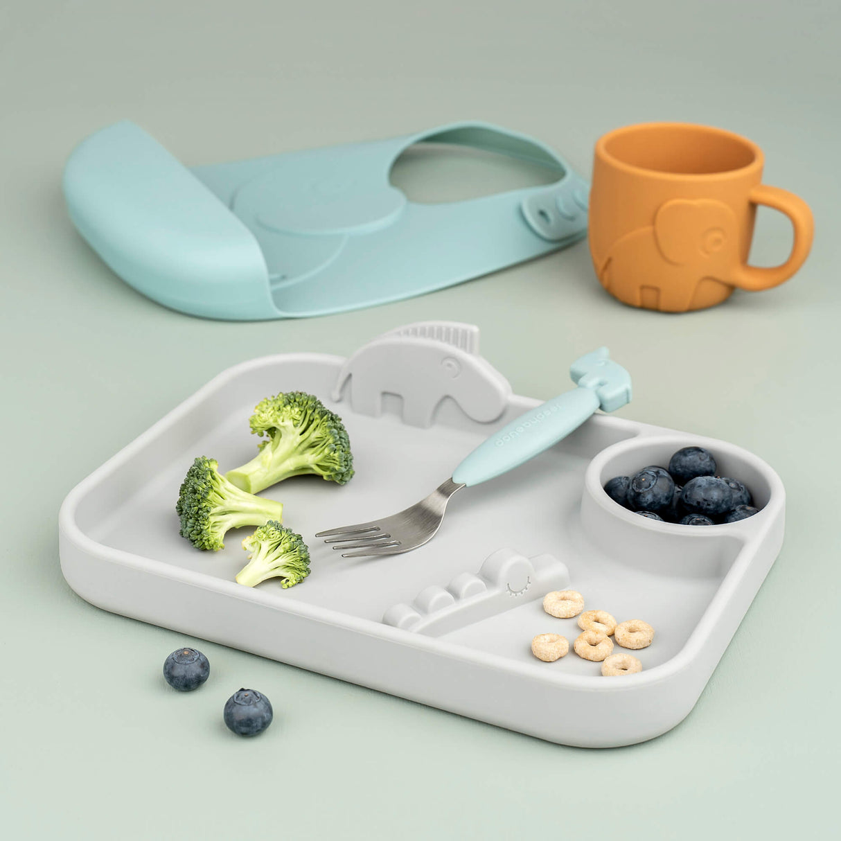 Done by Deer - Easy-grip cutlery set Deer friends Blue