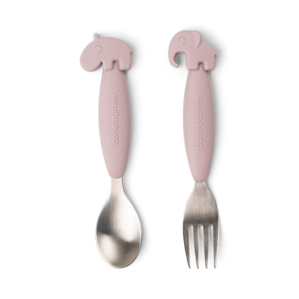 Done by Deer - easy-grip spoon and fork set deer friends Powder