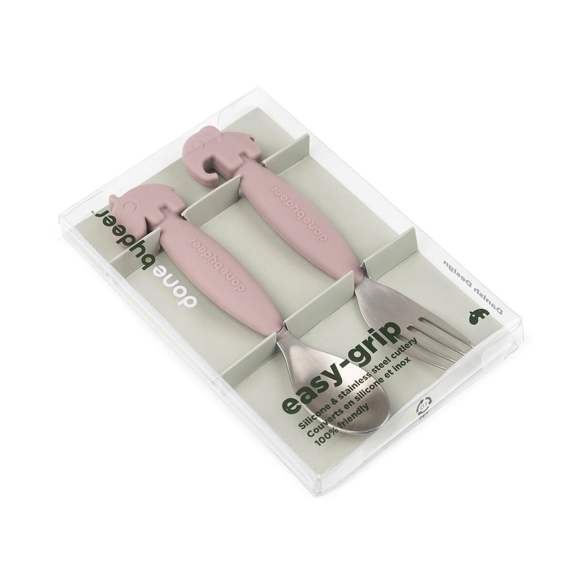 Done by Deer - easy-grip spoon and fork set deer friends Powder