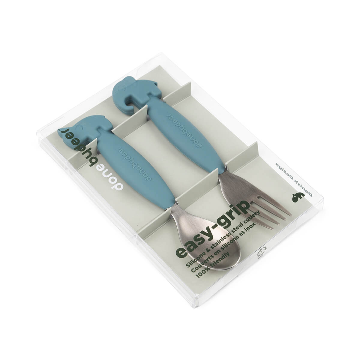 Done by Deer - 陸地動物叉匙兩件套 (藍色)