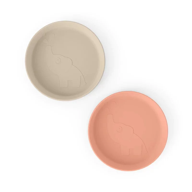 Done by Deer - Elphee Kiddish plate 2-pack (Sand/Coral)