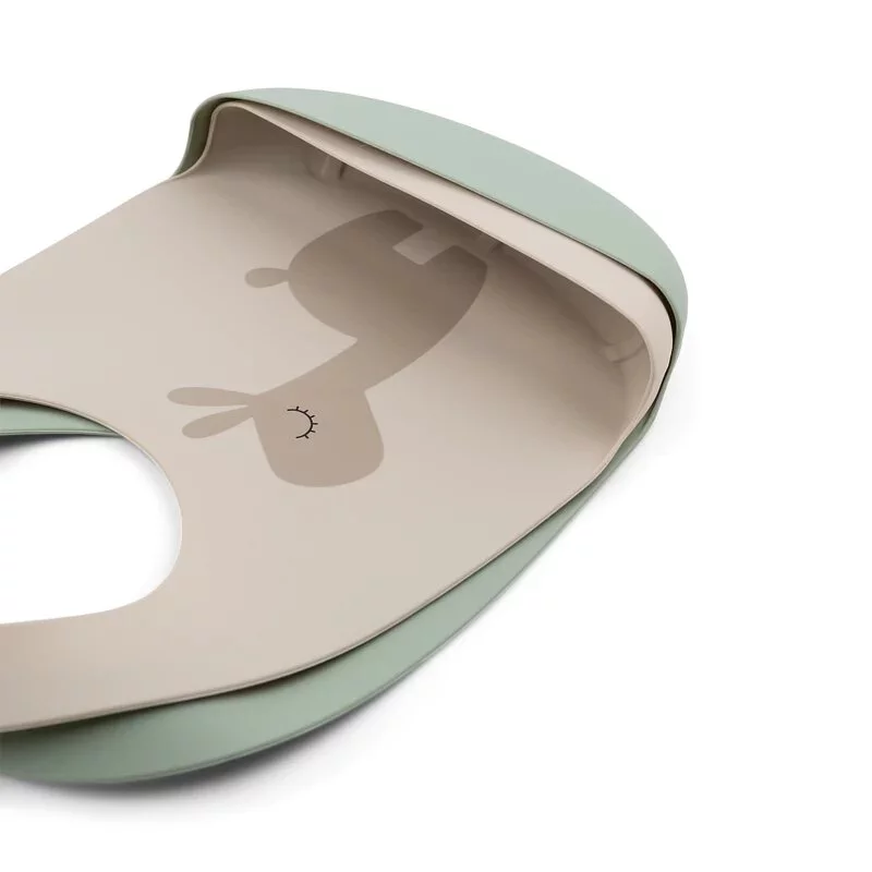 Done by Deer - Lalee 矽膠口水肩兩件套(沙色/綠色)