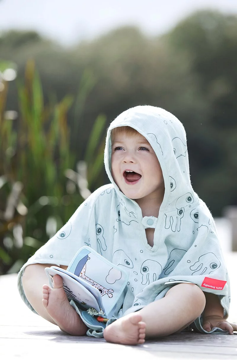 Done by Deer - Bath poncho Sea Friends(Mustard)