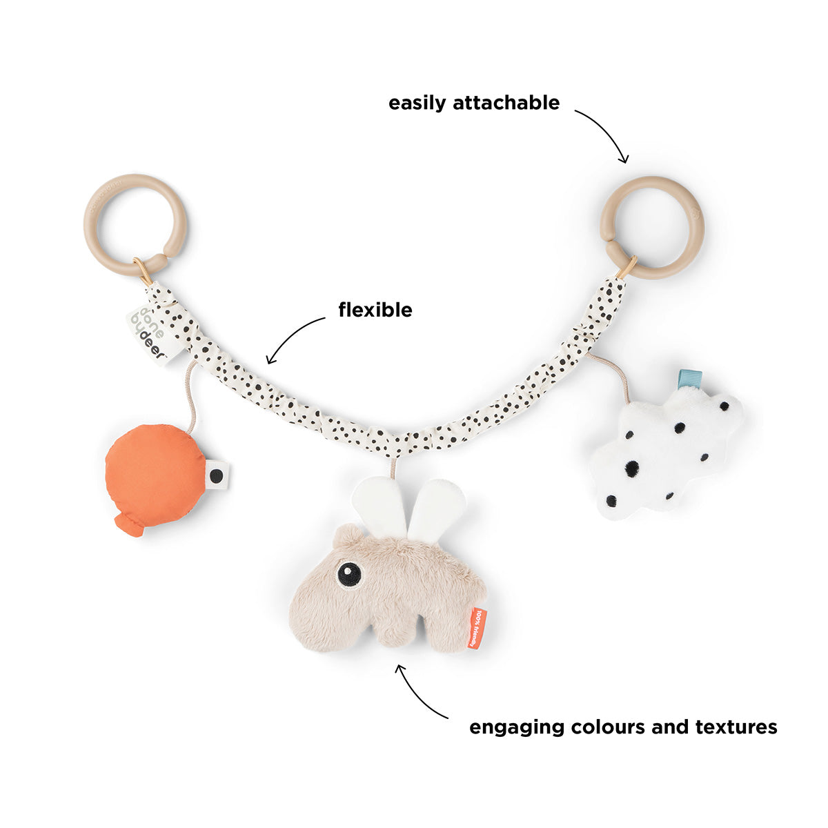 Done by Deer - Happy clouds Pram toy (Sand)