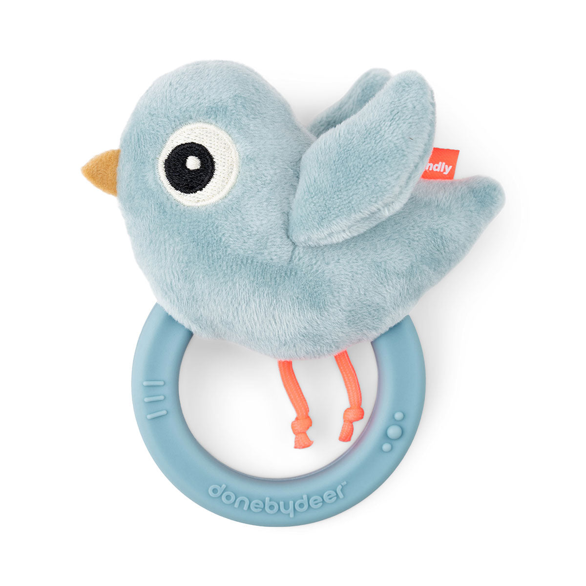 Done by Deer - Birdee Sensory rattle w/ teether (Blue)