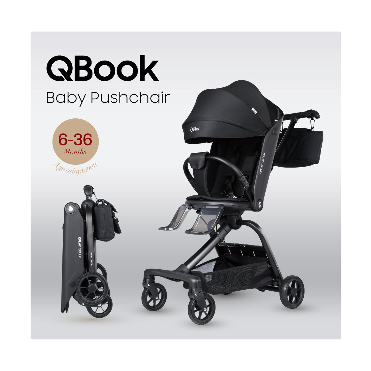 Qplay - QBook Stroller 雙向型嬰兒推車 (黑色)