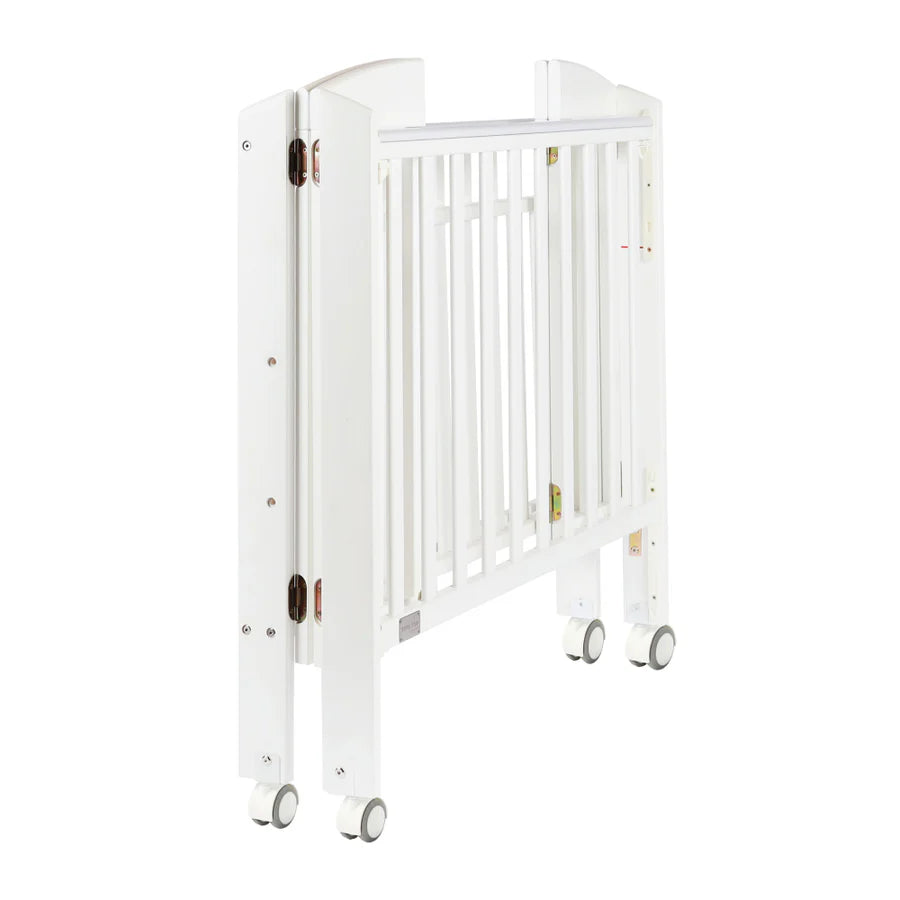 Baby Star - Easi Foldable Baby Cot with 2" Mattress - White / New Zealand Pine