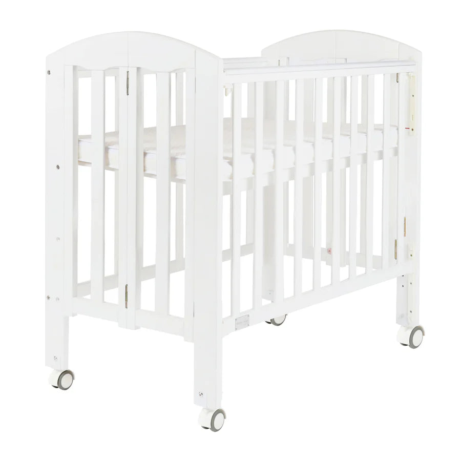 Baby Star - Easi Foldable Baby Cot with 2" Mattress - White / New Zealand Pine