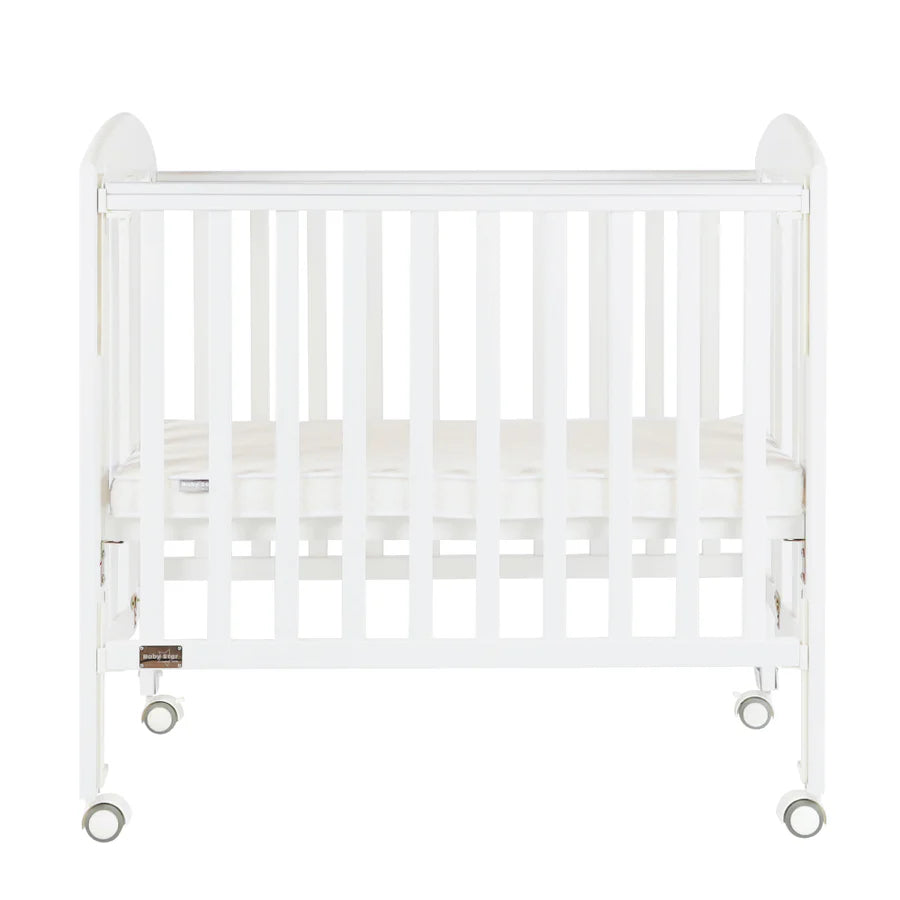 Baby Star - Easi Foldable Baby Cot with 2" Mattress - White / New Zealand Pine