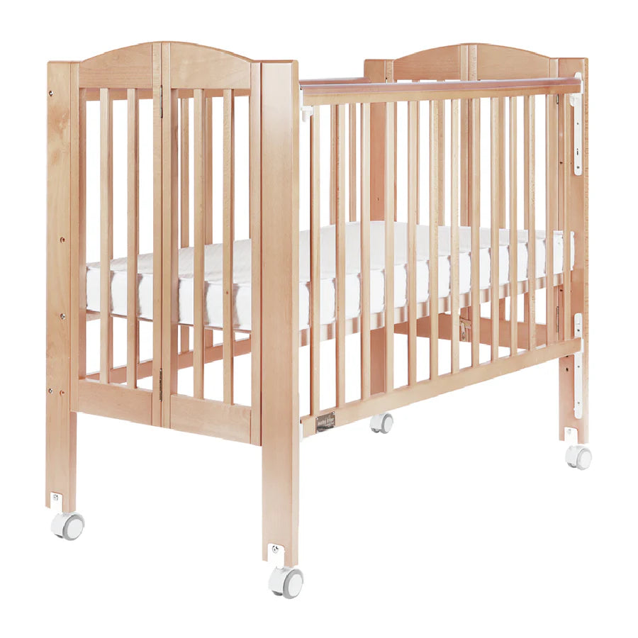Baby Star - Huggy Foldable Baby Cot with 3" Mattress - Natural / European Beech