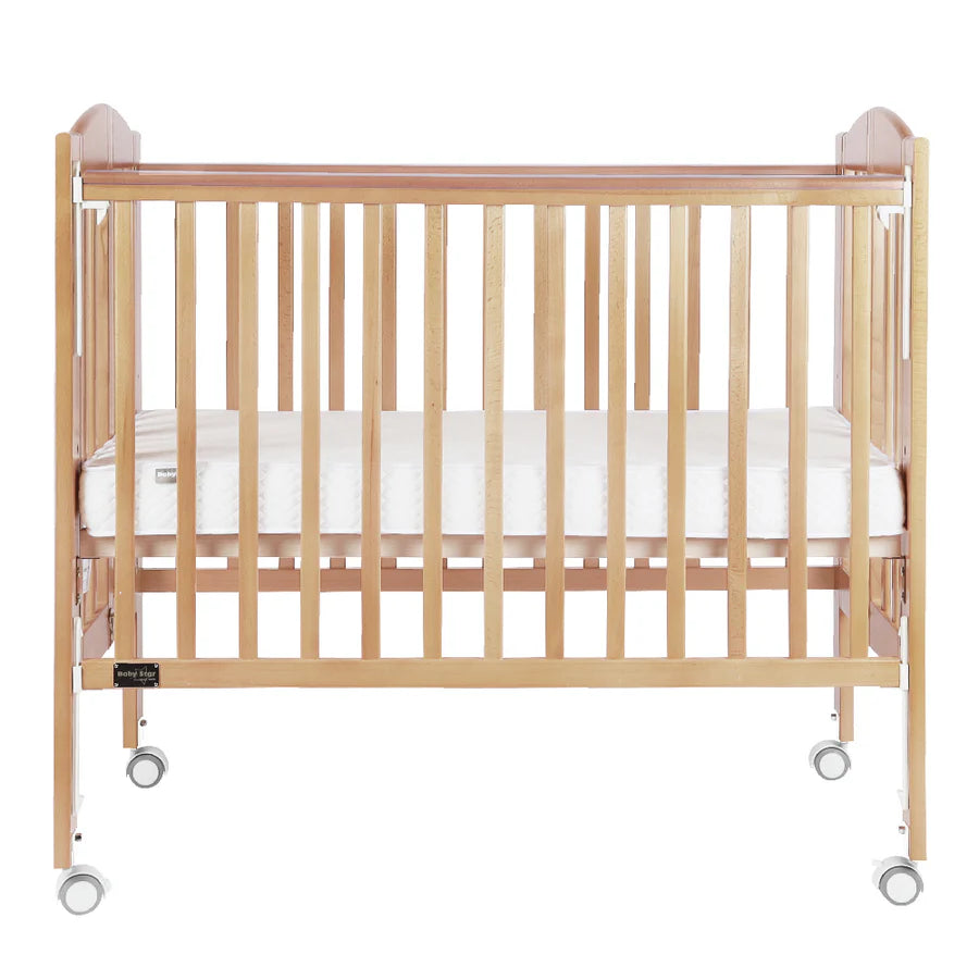 Baby Star - Huggy Foldable Baby Cot with 3" Mattress - Natural / European Beech