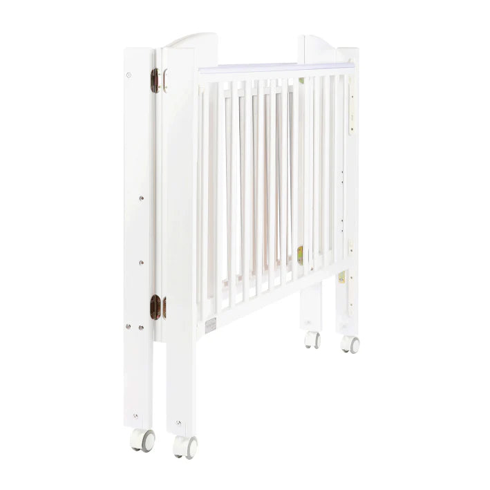 Baby Star - Huggy Foldable Baby Cot with 3" Mattress - White / European Beech