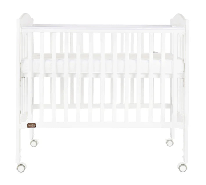 Baby Star - Huggy Foldable Baby Cot with 3" Mattress - White / European Beech