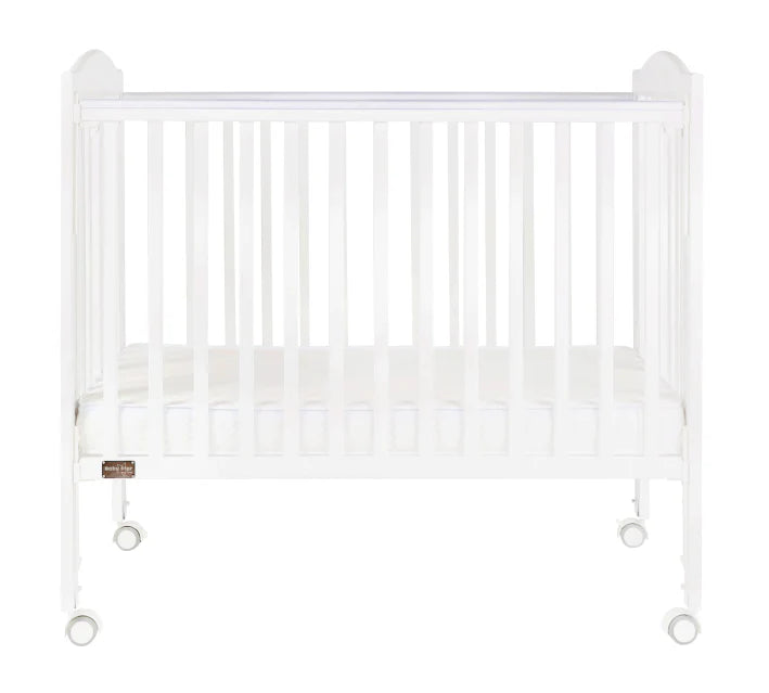 Baby Star - Huggy Foldable Baby Cot with 3" Mattress - White / European Beech