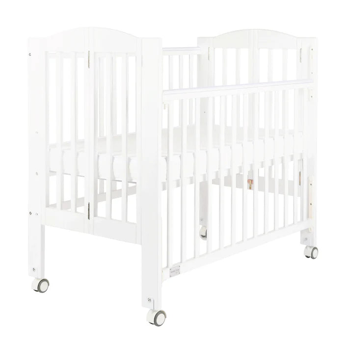 Baby Star - Huggy Foldable Baby Cot with 3" Mattress - White / European Beech