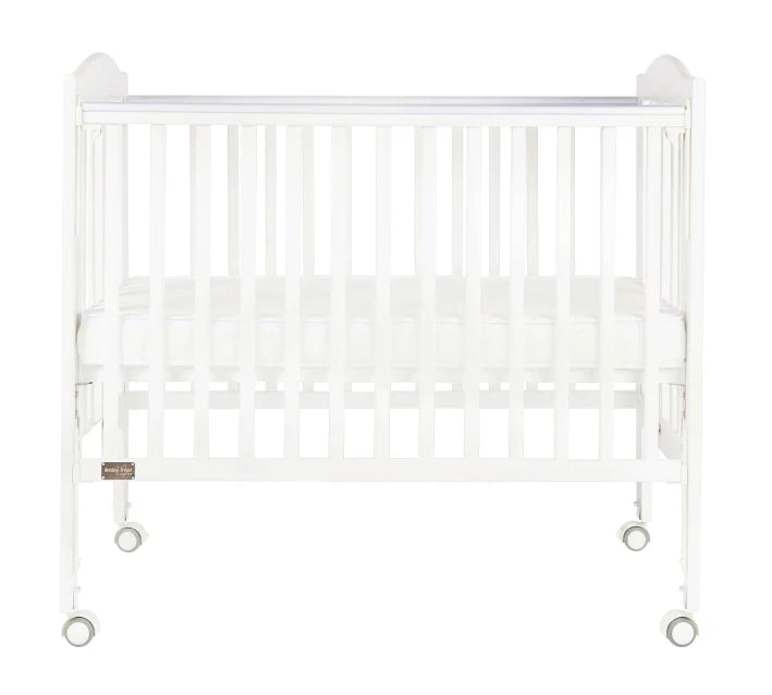 Baby Star - Huggy Foldable Baby Cot with 3" Mattress - White / European Beech