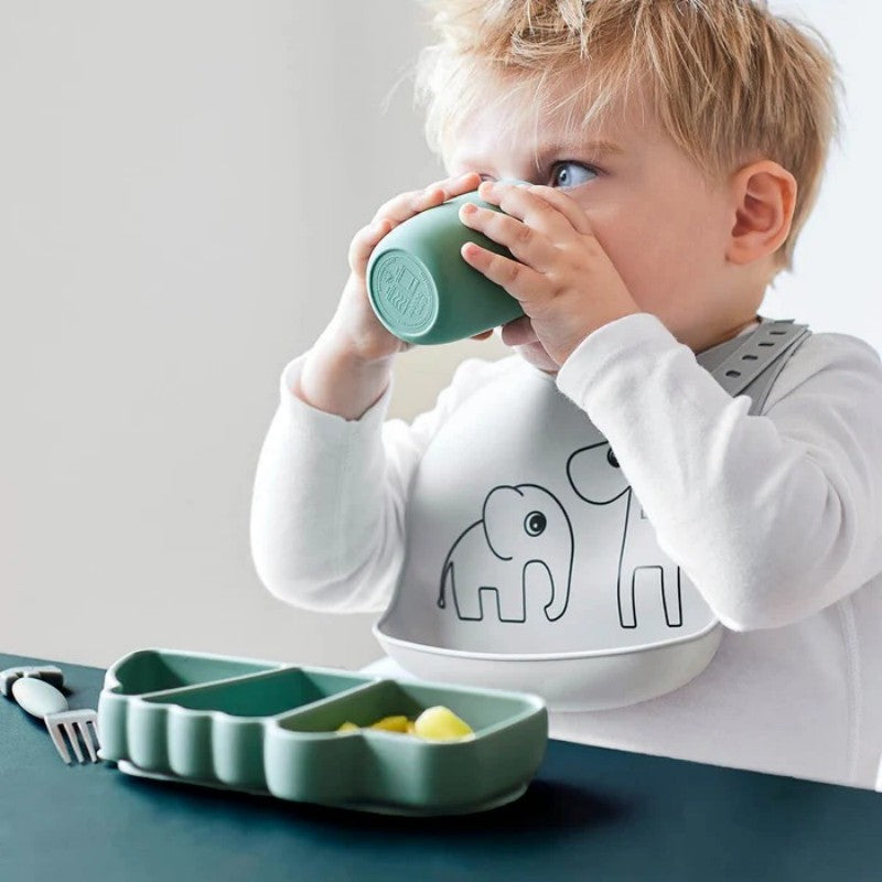 Done by Deer - 鱷魚矽膠防滑分隔餐盤(綠色)