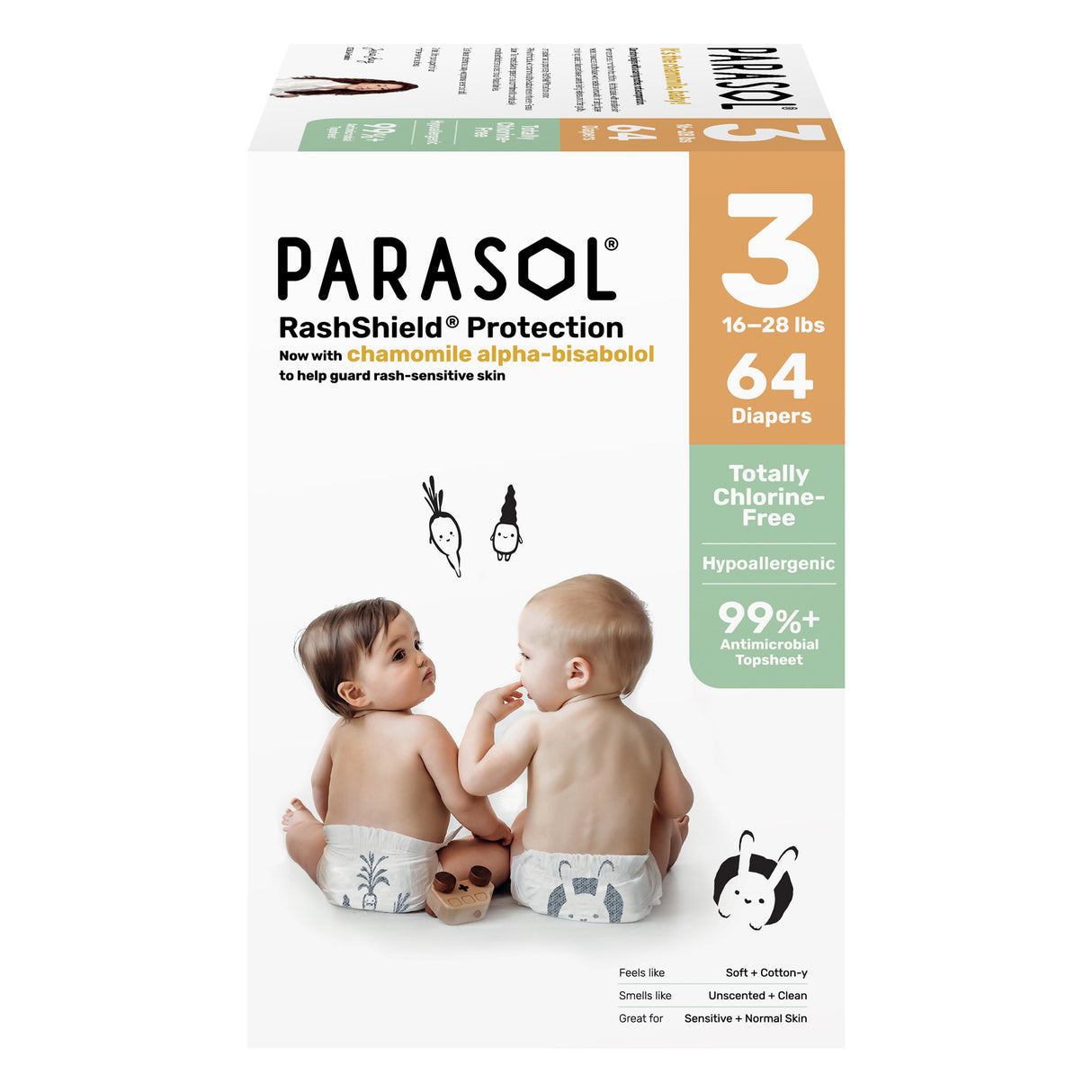 Parasol - Clear+Dry™ Natural Diapers Size 3/M - 64pcs
