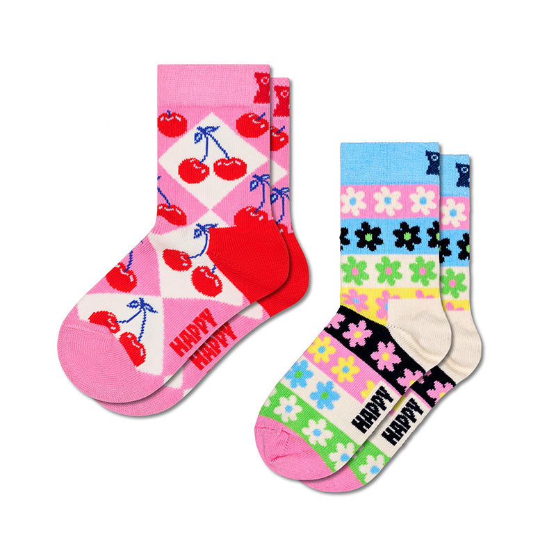 Happy Socks - 兒童襪 2件套 櫻桃