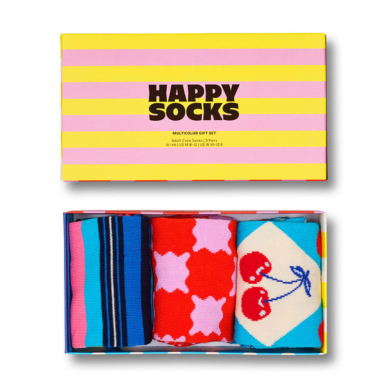 Happy Socks - 成人襪禮盒裝 格紋和條紋禮盒裝 3件套
