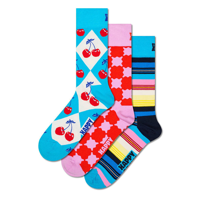 Happy Socks - 成人襪禮盒裝 格紋和條紋禮盒裝 3件套
