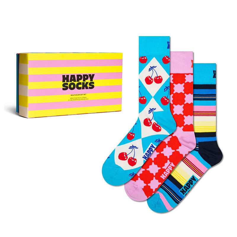 Happy Socks - 成人襪禮盒裝 格紋和條紋禮盒裝 3件套