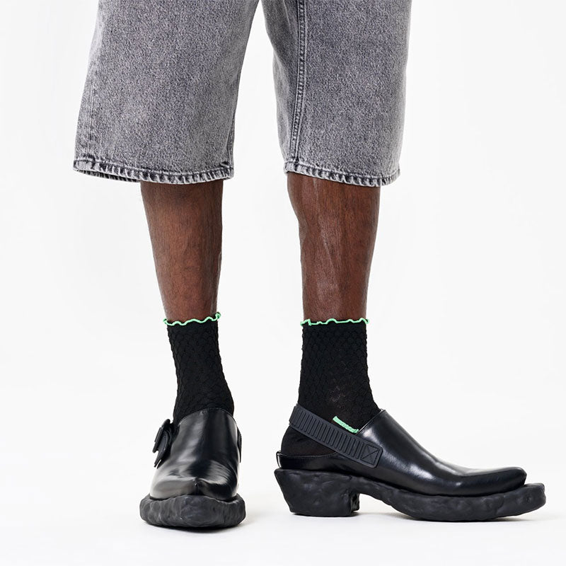 Happy Socks - 成人襪 Structure Slinky 1/4 中筒襪 黑色(36-40)