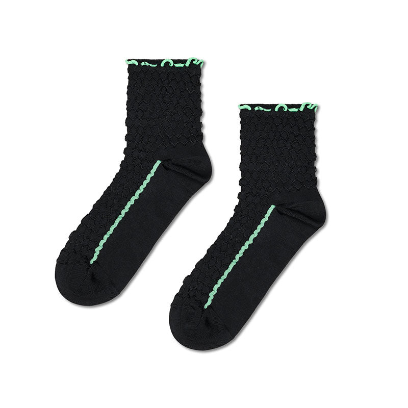 Happy Socks - 成人襪 Structure Slinky 1/4 中筒襪 黑色(36-40)