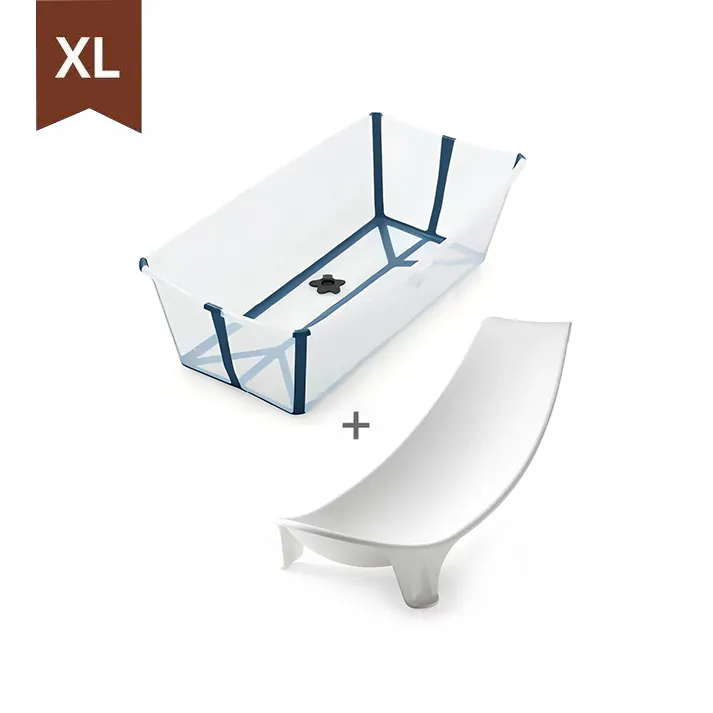 Stokke® Flexi Bath® 摺疊式浴盤連初生嬰兒浴架套裝 XL套裝 (藍色透明)【立即預訂!1個月後出貨】