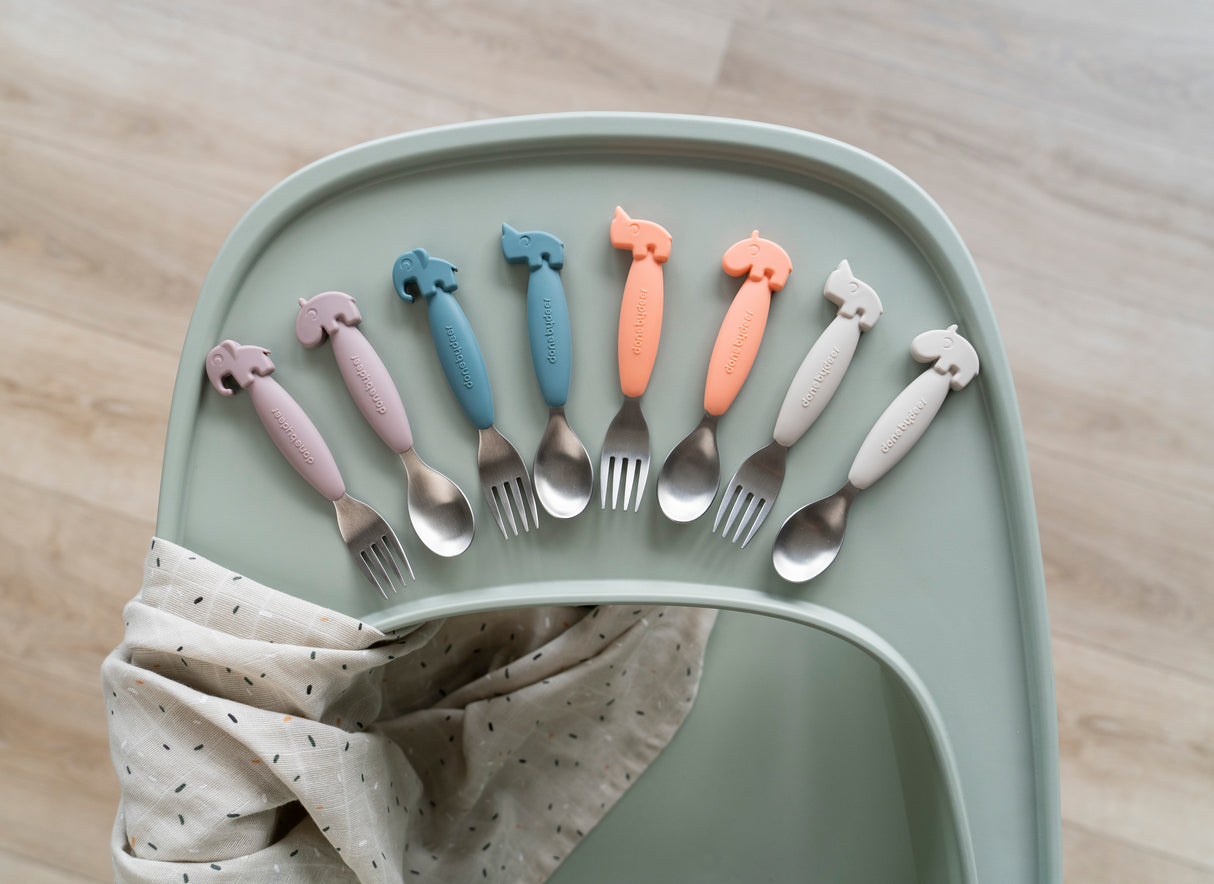 Done by Deer - 陸地動物叉匙兩件套 (藍色)