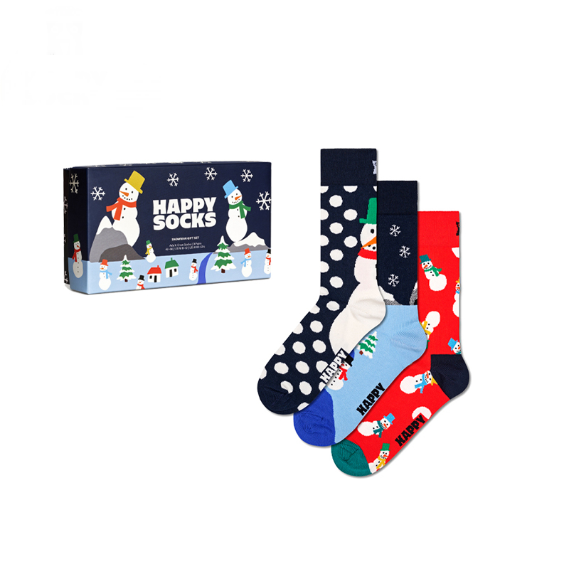Happy Socks - Adult 3-Pack Snowman Socks Gift Set (36-40)
