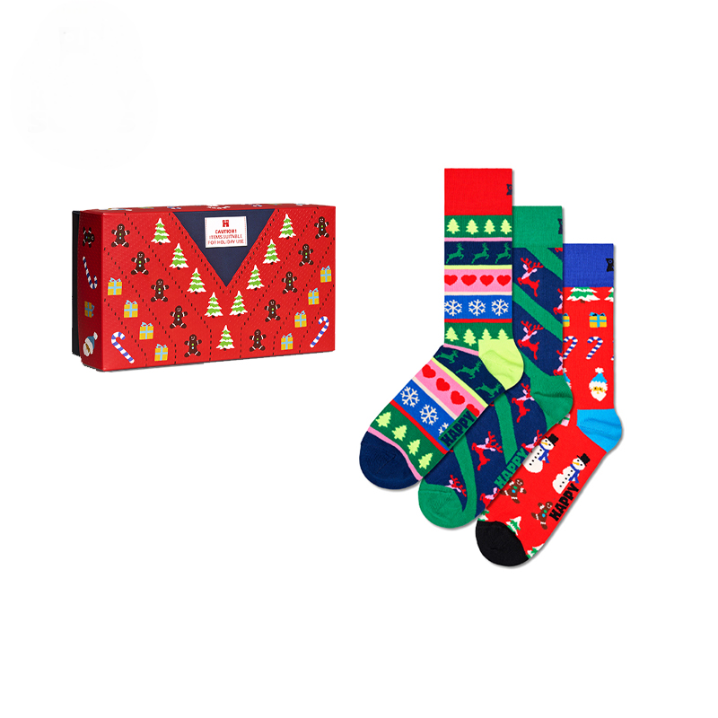Happy Socks - Adult 3-Pack X-Mas Stocking Socks Gift Set (36-40)
