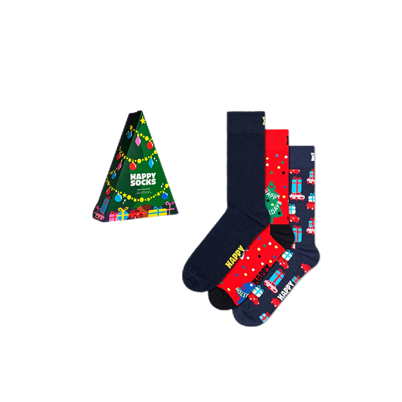 Happy Socks - Adult 3-Pack Holiday Tree Gift Set (36-40)