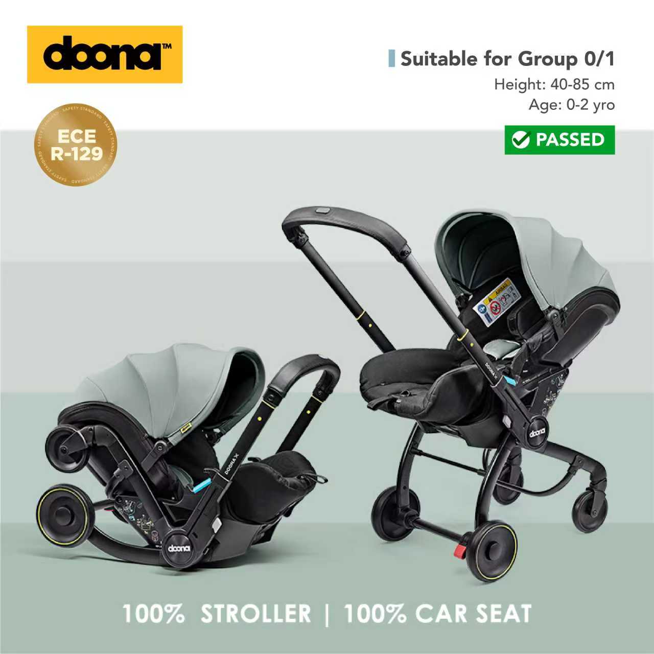 Doona X - Car Seat & Stroller (Dusty Sage)｜ Baby Galleria