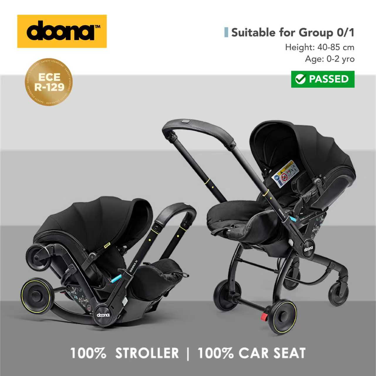 Doona X - Car Seat & Stroller (Nitro Black)｜ Baby Galleria