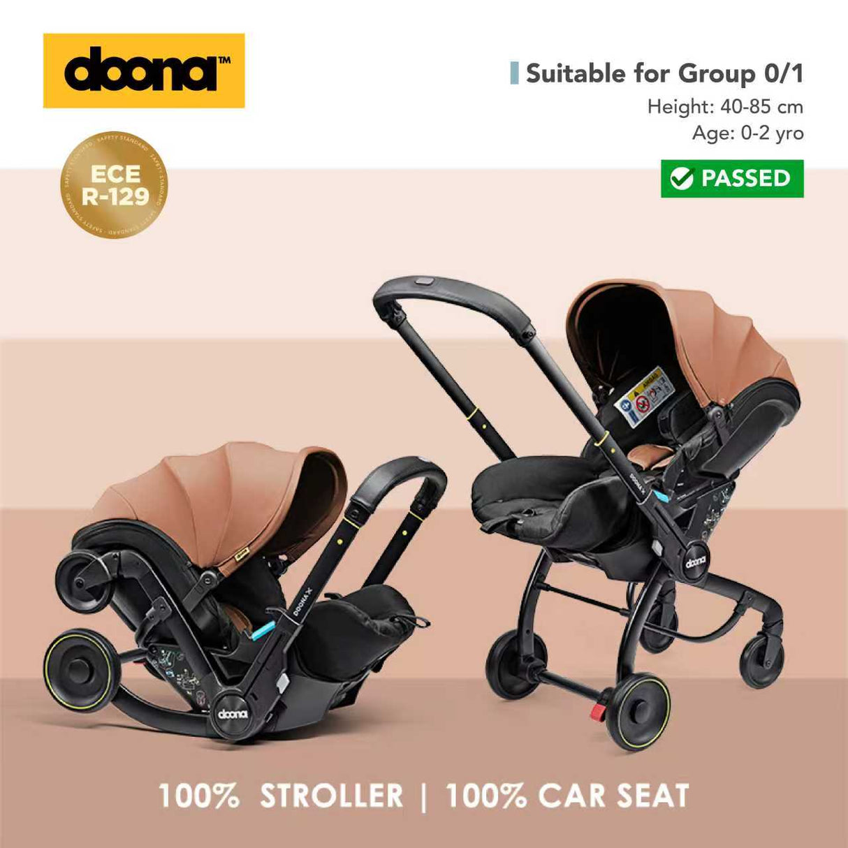 Doona X - 汽車安全座椅 & 嬰兒車 (赤陶紅)【立即預定！約10月中出貨】