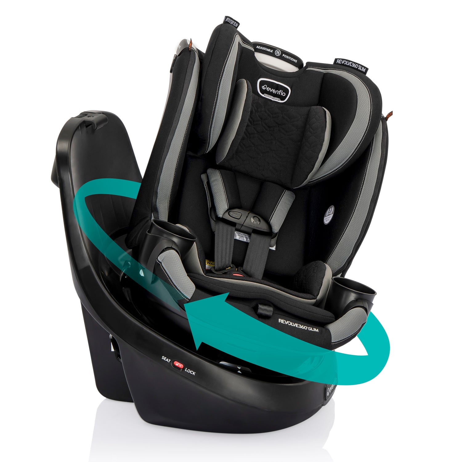 Evenflo - Revolve360 Slim 2-in-1 Rotational Car Seat with Quick Clean Cover (Salem Black)