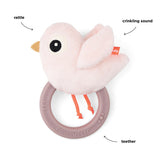 Done by Deer - Birdee  Sensory rattle w/teether (Powder)