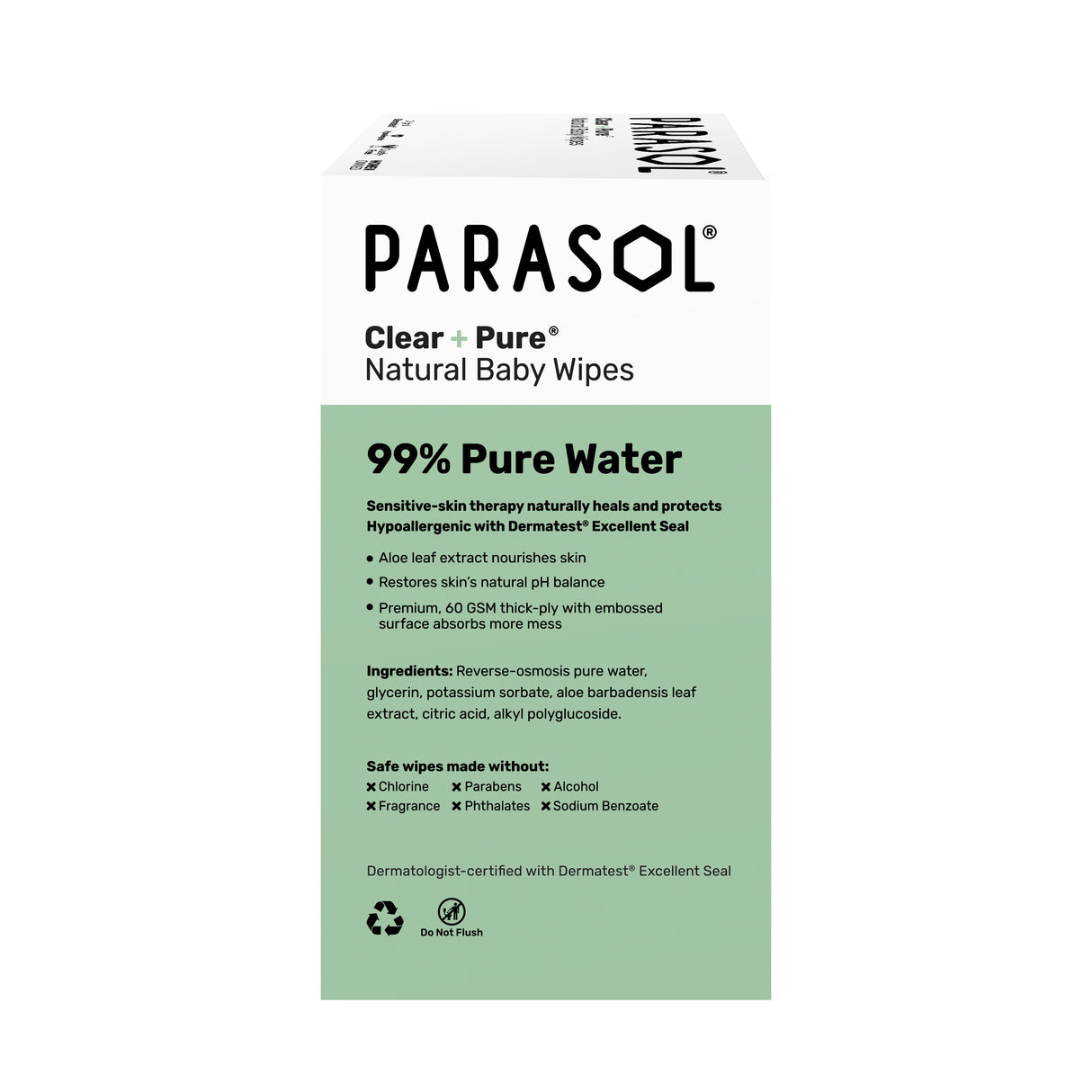 Parasol - Clear+Pure™ Natural Baby Wipes Bag 60pcsx10pack(BOX) 【Pre Order Now! Delivery after 7-10 working days】