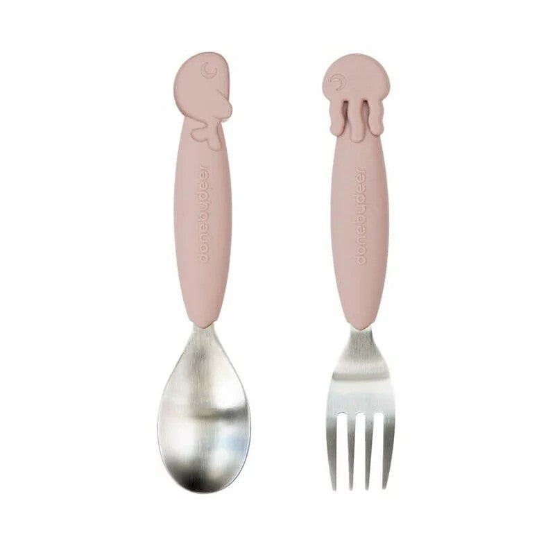 Done by Deer - YummyPlus spoon & fork set Sea friends (Powder)