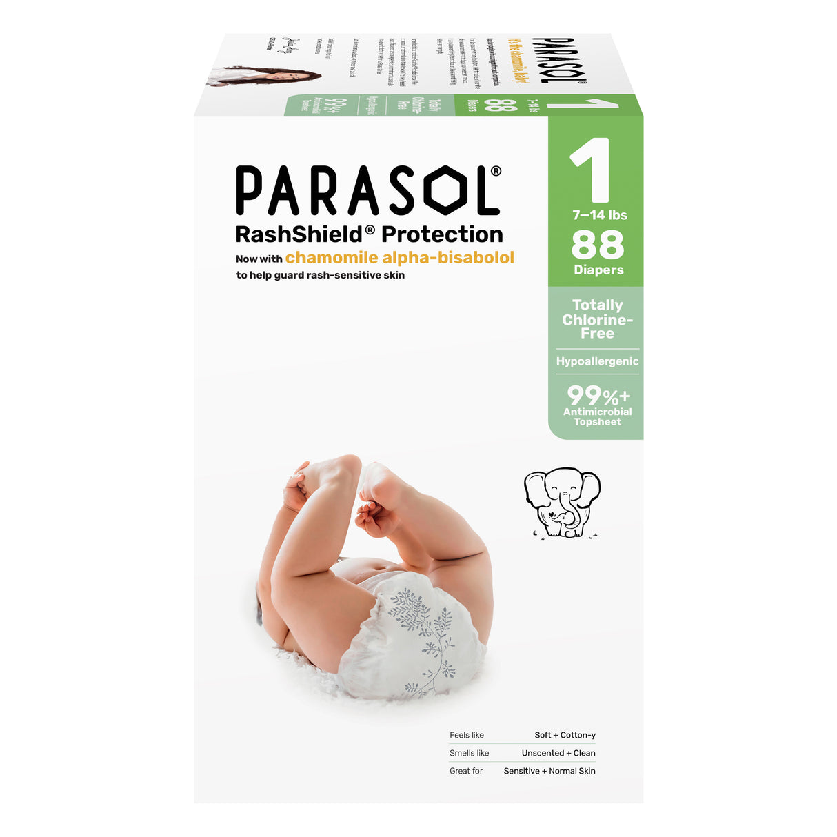 Parasol - 美國 Clear+Dry™ 超透氣水凝尿片 (1號/初生, 88片)