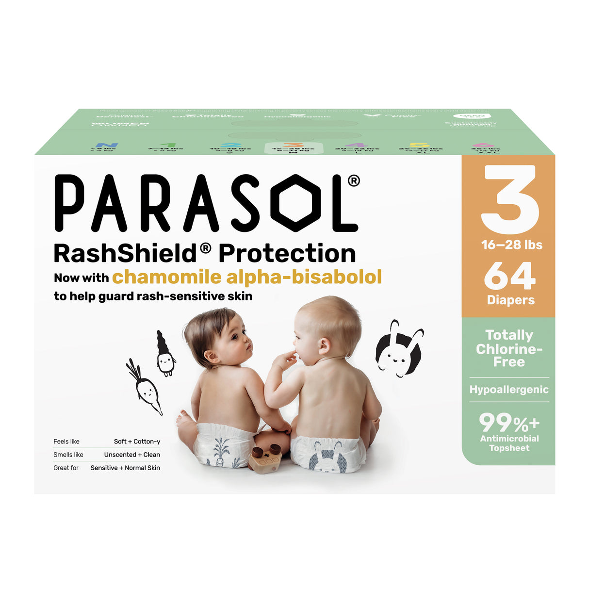 Parasol - Clear+Dry™ Natural Diapers Size 3/M - 64pcs