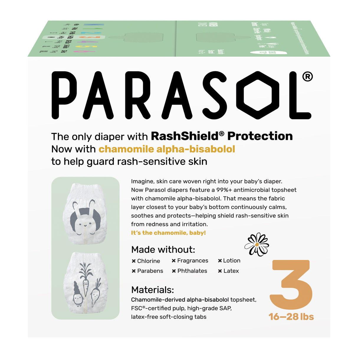 Parasol - Clear+Dry™ Natural Diapers Size 3/M - 64pcs