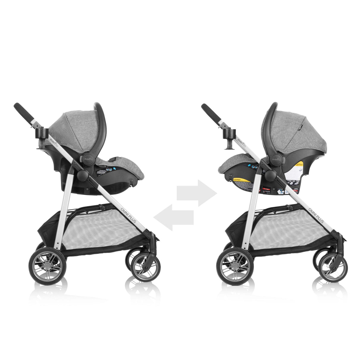Evenflo - Omni Plus 模組化旅行系統,帶 LiteMax 運動後向嬰兒汽車座椅(灰色)